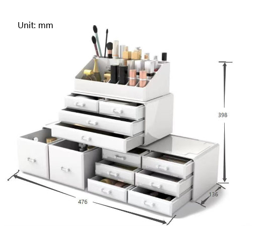 Household fashion cosmetics storage box with compartments for organizing makeup and beauty essentials