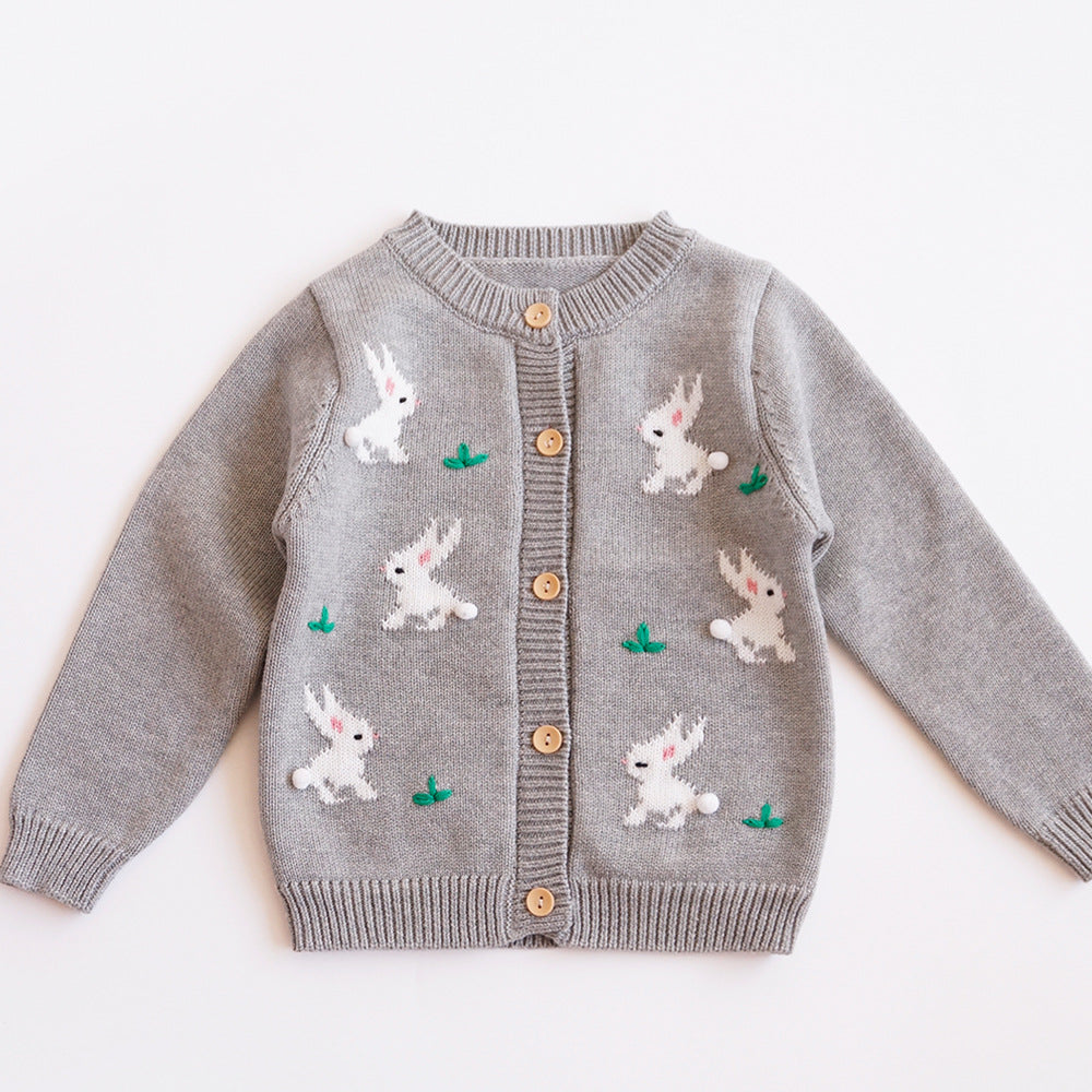 Korean-style girls' baby knitted cardigan sweater for autumn and winter children's clothing