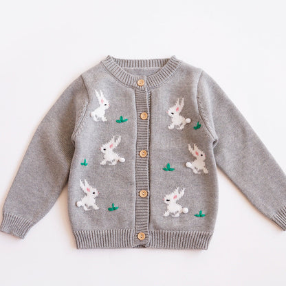 Korean-style girls' baby knitted cardigan sweater for autumn and winter children's clothing