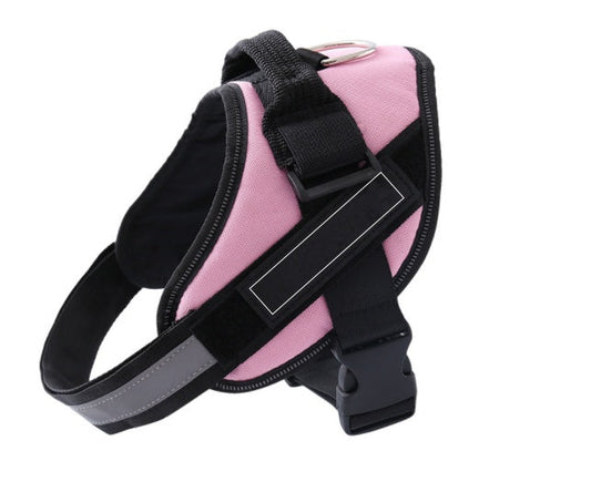 Adjustable dog vest harness with custom ID patch for outdoor walking