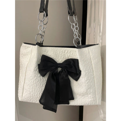 Large capacity bow tote canvas shoulder bag from My Store, shown in a simple product view