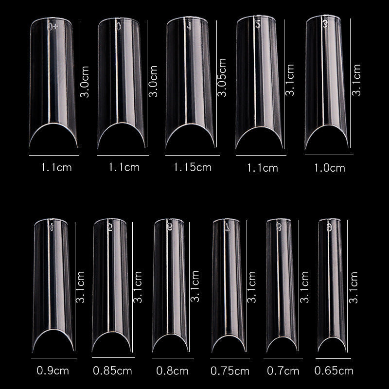 French long nails, elegant extended manicure tips with classic white French tips and nude base