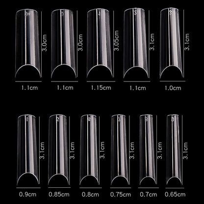 French long nails, elegant extended manicure tips with classic white French tips and nude base