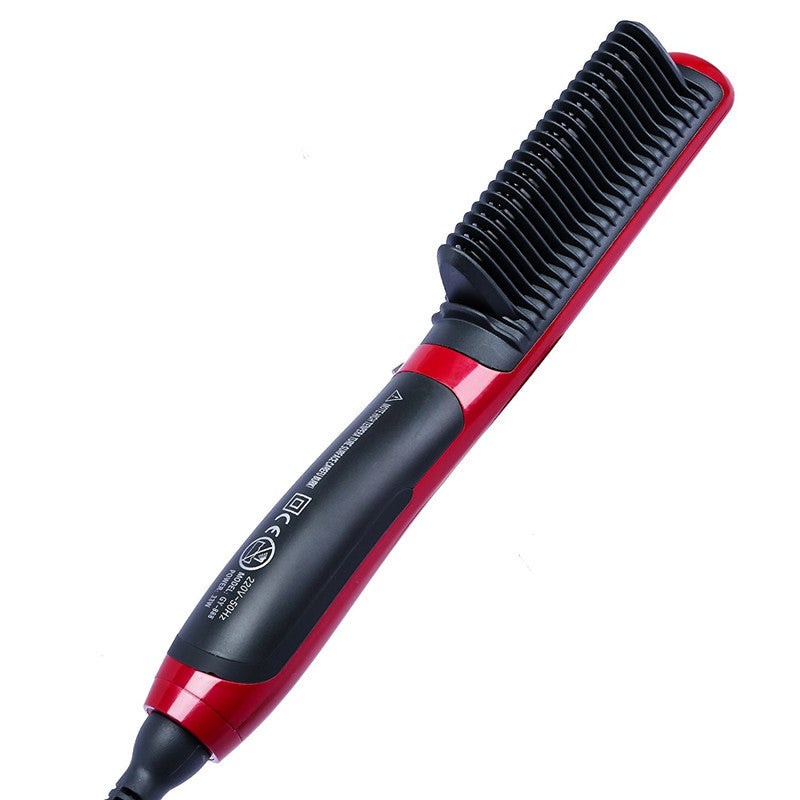 Red automatic adjustable temperature hair straightener with digital controls and ceramic styling plates
