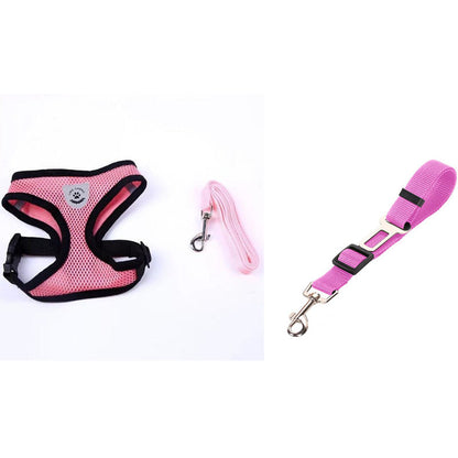 Pet car seat belt and leash for dogs, adjustable black safety restraint with metal clip
