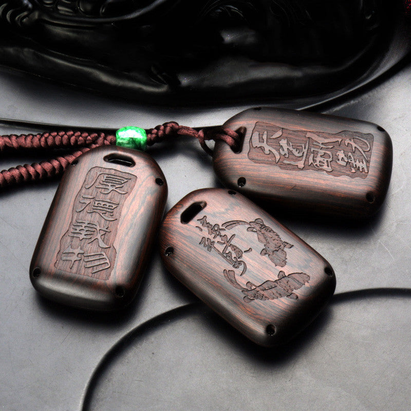 Sandalwood key case with smooth wooden finish and compact design