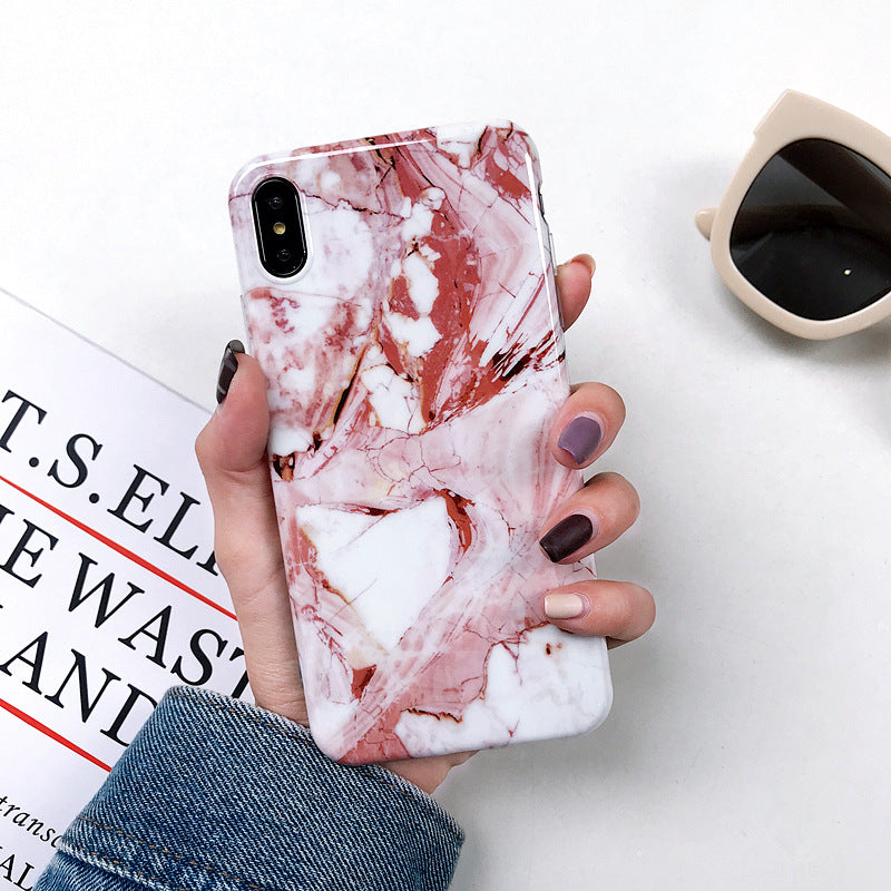 Smooth marbled silicone soft case compatible with Apple iPhone 11 Pro Max, beige and brown swirled design