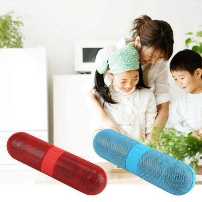 Portable Pill Bluetooth Audio speaker by My Store, compact black design with rounded pill shape