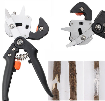 Grafting shears for gardening with sharp curved blades and ergonomic handles for precise plant grafting