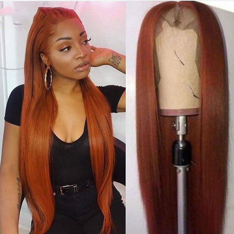 Dark orange straight headgear wig by My Store visibly shown from the front