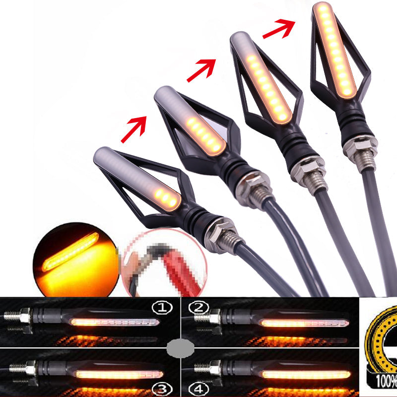 Fire Arrow motorcycle turn signal with running water effect and brake light, red LED lens