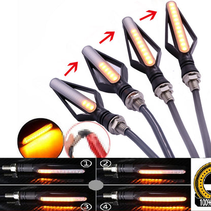 Fire Arrow motorcycle turn signal with running water effect and brake light, red LED lens