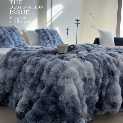 Polyester rabbit bubble velvet thickened nap blanket quilt in soft textured fabric
