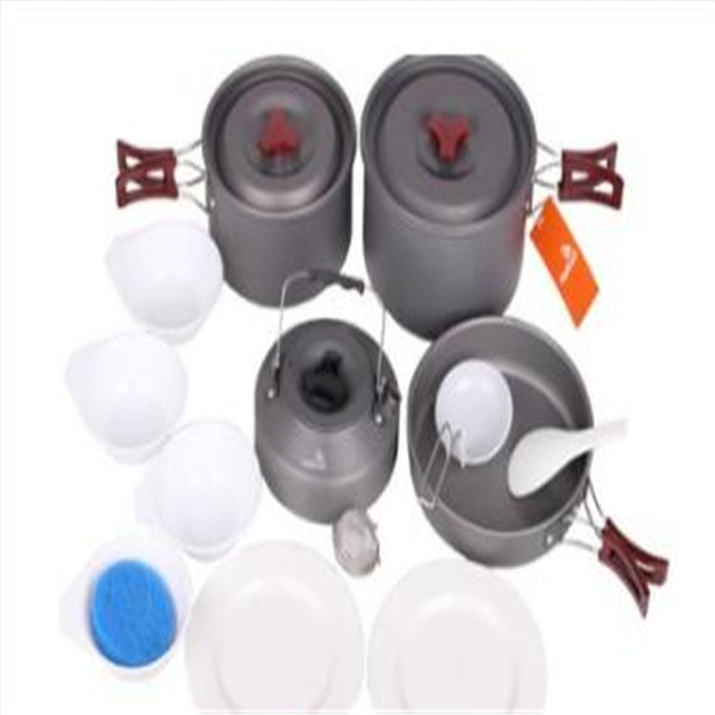 Picnic camping cookware set with portable camping pot for outdoor cooking