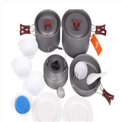 Picnic camping cookware set with portable camping pot for outdoor cooking