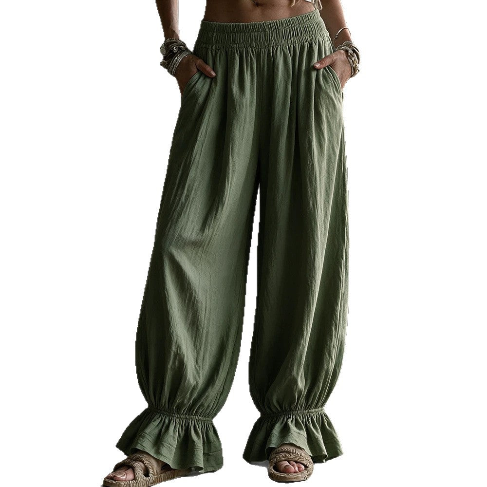 Women's autumn solid-color casual pants from My Store, full-length view