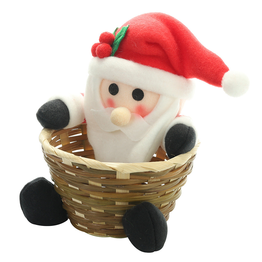 Christmas decorations fruit basket with festive seasonal ornament details