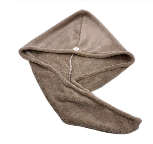 Magic microfiber hair fast drying dryer towel wrapped around wet hair