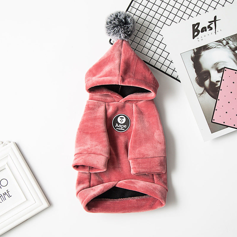 Warm pet hoodie with a cozy hood, soft fabric, and comfortable fit for dogs or cats