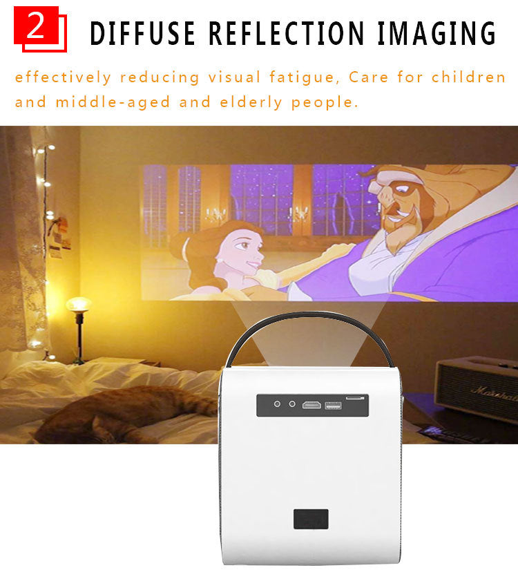 1080P HD portable projector by My Store, compact design for home movie viewing