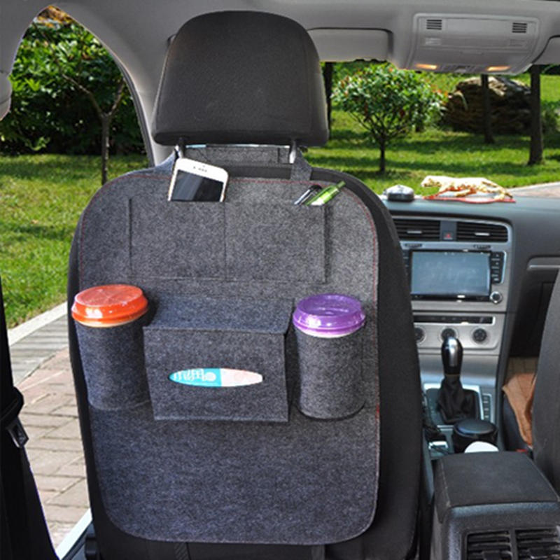 Multi-purpose auto seat organizer bag with storage compartments for car essentials