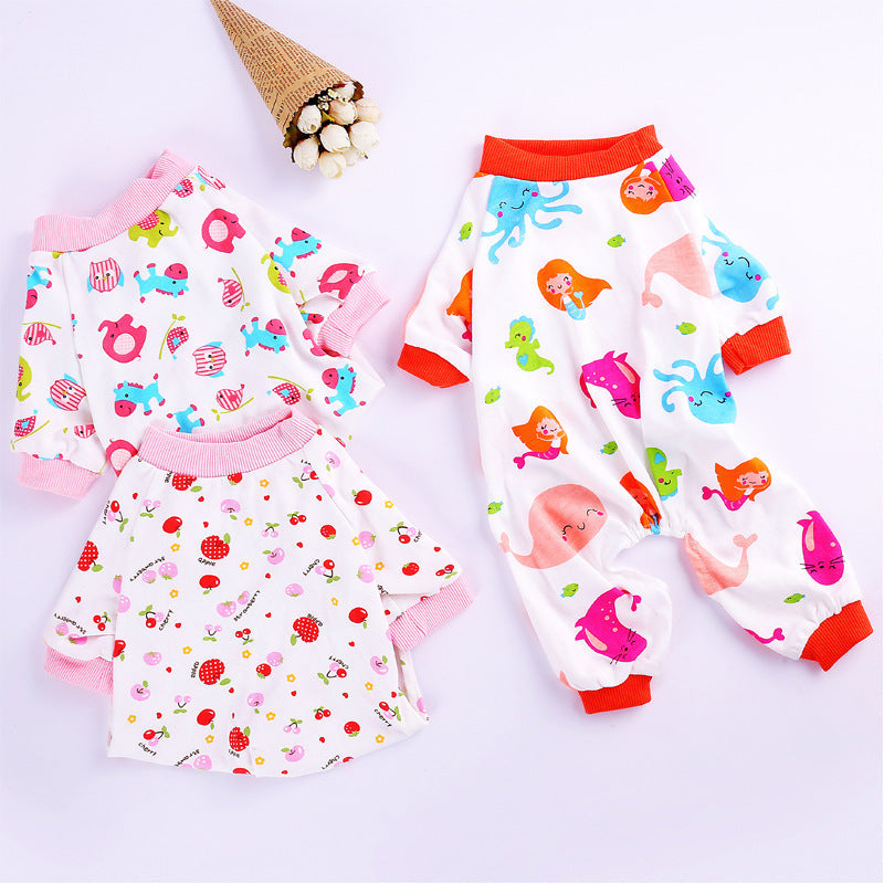 Dog cotton four-legged knit clothes in a cozy design for pets