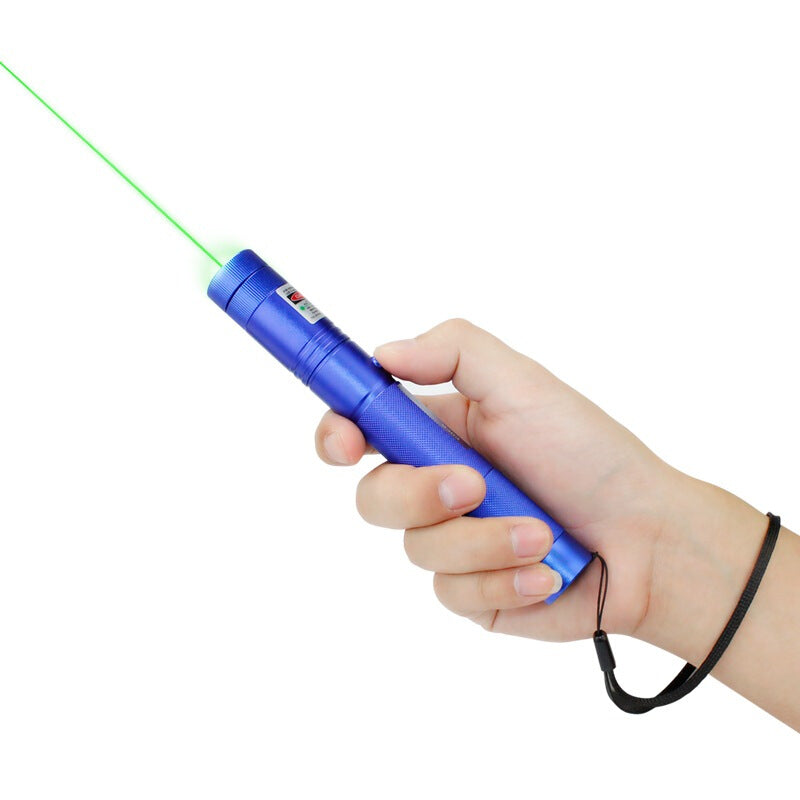 Green light laser flashlight, handheld design with bright green beam