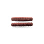 Brown mini scrunchies for ponytails, soft fabric hair accessories by Pasteur Pharmacy, shown in a close-up image.