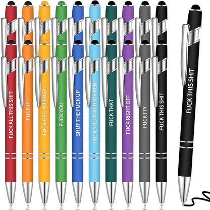 Funny Pen Set - 10 Metal Click Ballpoint Pens