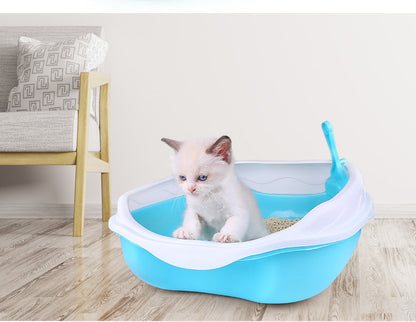 Semi enclosed cat sized thickened splash proof toilet in white plastic with covered design