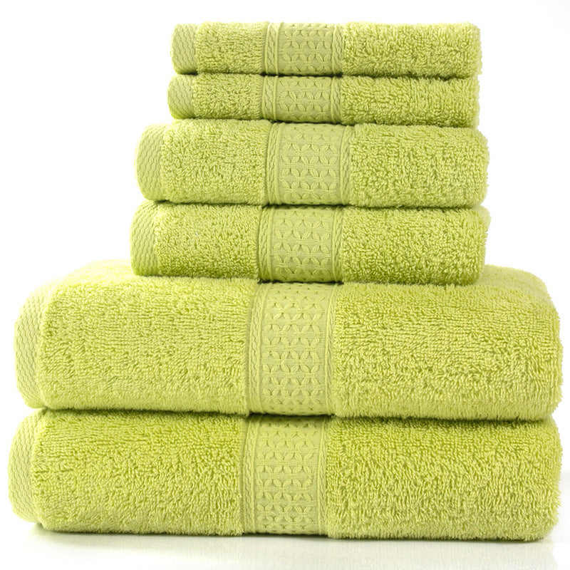 Cotton absorbent towel set, 3 or 6 pieces, soft textured fabric in assorted colors