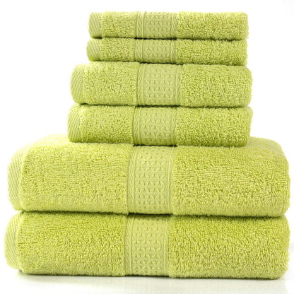 Cotton absorbent towel set, 3 or 6 pieces, soft textured fabric in assorted colors