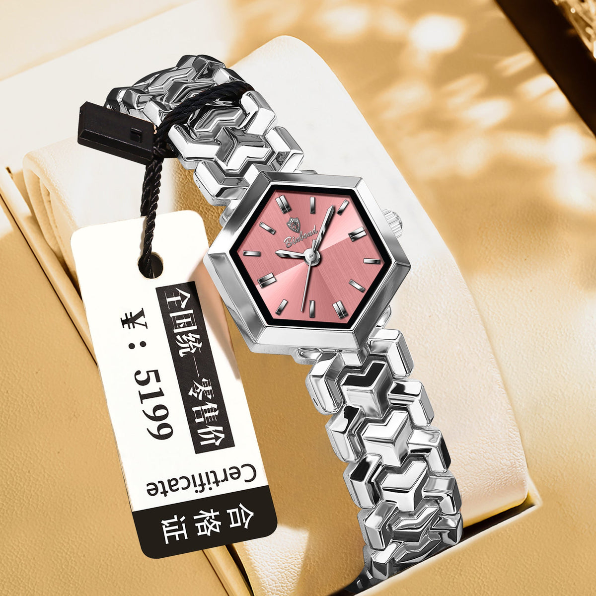 Women's octagonal waterproof quartz watch with a simple design and clear analog face