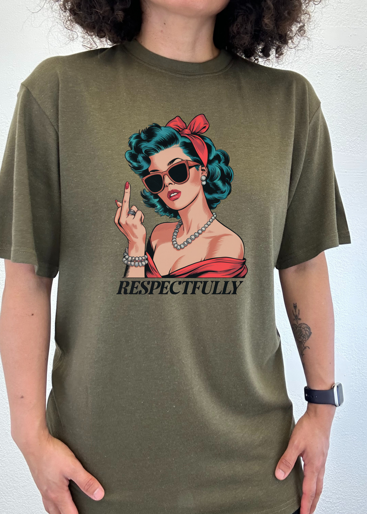 Unisex bamboo and cotton graphic T-shirt with a respectful middle finger print, men's printed T-shirt by Spun Bamboo.