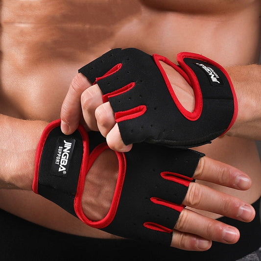 Protective riding and running gloves for outdoor sports and mountaineering, black design with padded palms