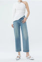 BackUPMYFILESNOW® spring fashion denim jeans displayed on a hanger with a casual, stylish fit and classic blue wash.