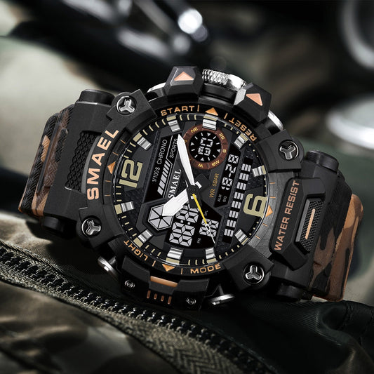 Tactical men’s camouflage alloy military-style luminous waterproof outdoor electronic watch