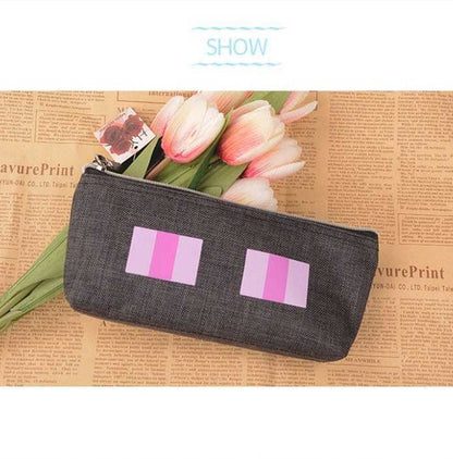 Fabric cartoon stationery bag with colorful cartoon design and zip closure