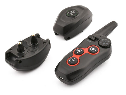 Pet trainer device, front view in black plastic with compact handheld design