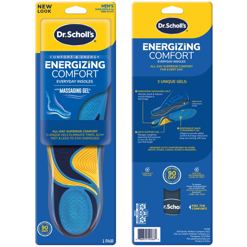 Dr. Scholl's Everyday Insoles, With Massaging Gel, Energizing Comfort, Men's, Shoe Sizes 8 14