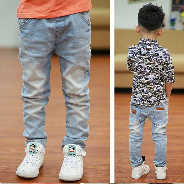 Boys spring and autumn pants in a comfortable everyday style, front view
