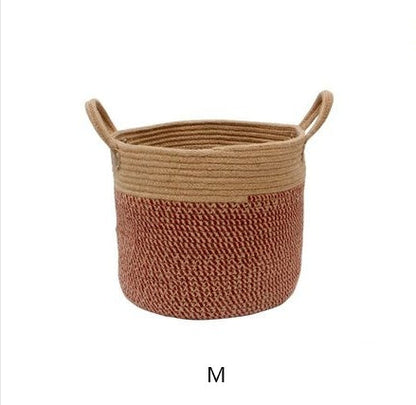 Cotton linen storage laundry basket with sturdy handles and neutral fabric design