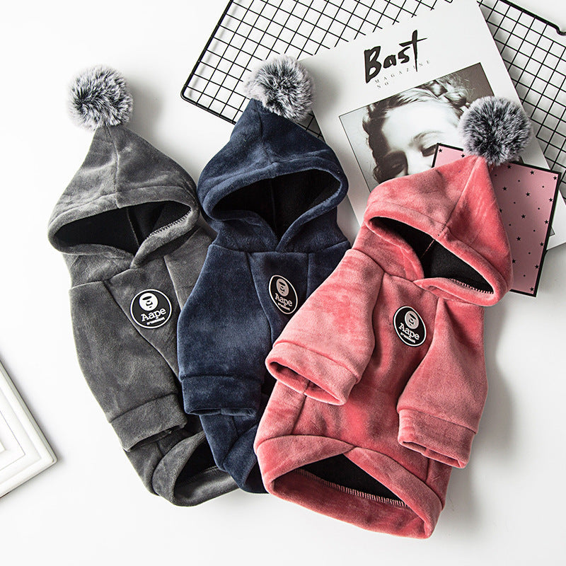 Pet warm hoodie for dogs, featuring a cozy hooded design in a neutral color