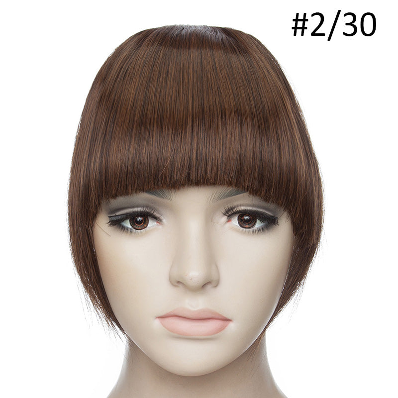 3D clip-in bangs hair extensions, shown from the front with layered strands and natural-looking texture