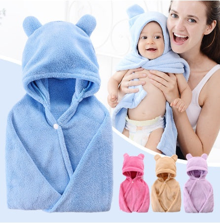 Cotton baby care hooded bath towel with soft hooded design for gentle infant drying
