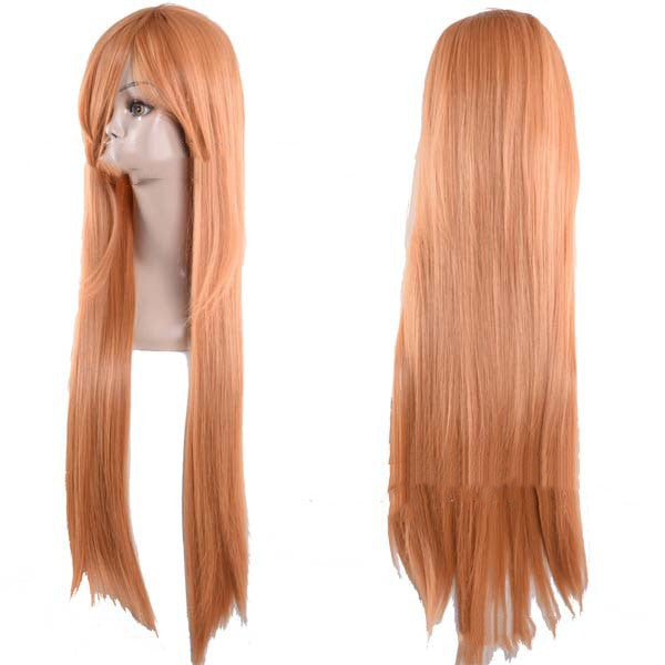 Long straight anime wig with smooth fibers in a classic style, shown from the front