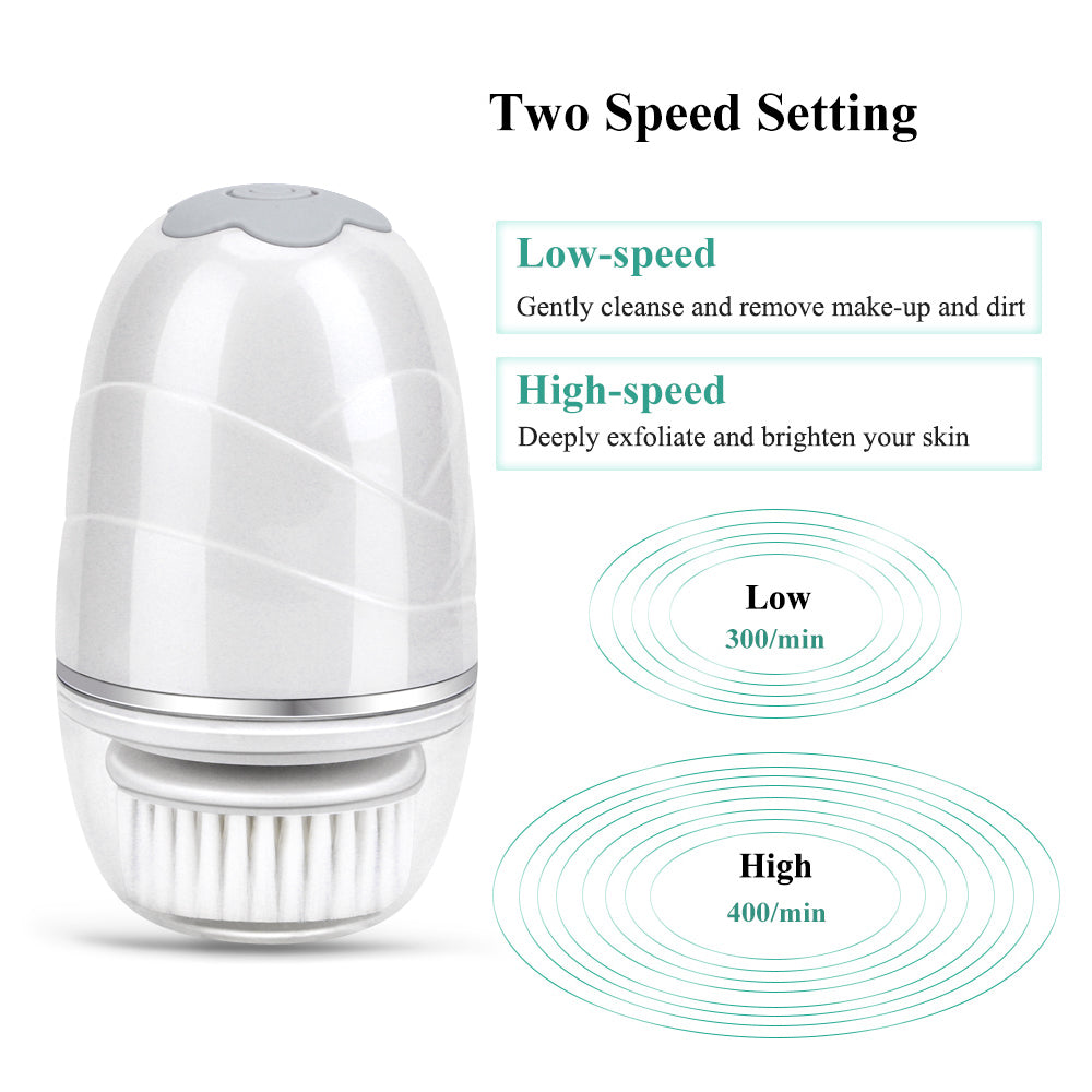 Rotary electric face washer cleaning brush, handheld skincare device with round cleansing head