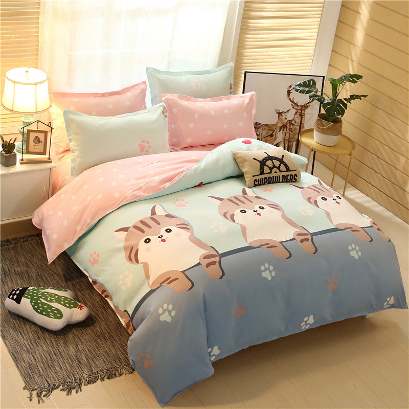 Cashmere cotton bedding set in soft neutral fabric, neatly arranged for a comfortable bedroom look