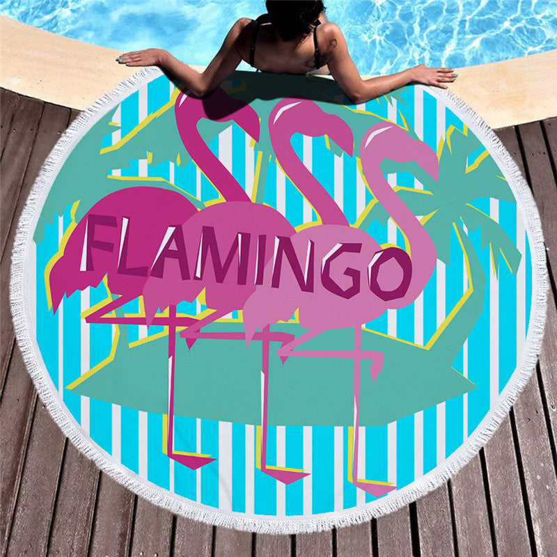Printed microfiber beach towel and bath towel cushion with colorful design
