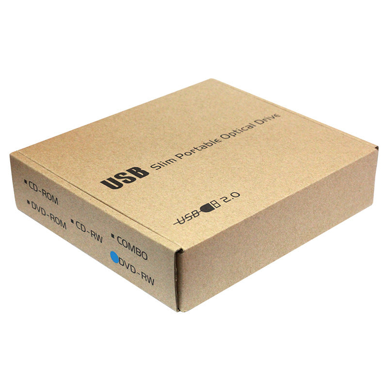 Portable USB external DVD burning drive for mobile devices, compact black design